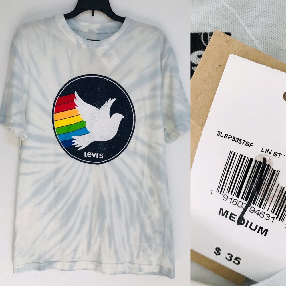 NWT LEVI’S Rainbow Tie-Dye Logo TEE SHIRT M As - Is